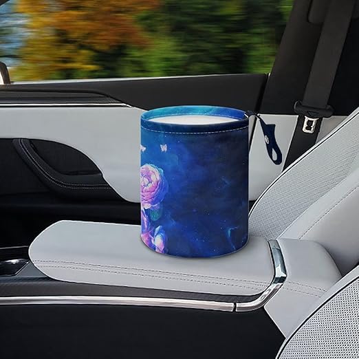 Blue Glowing Butterfly Car Trash Can, Cute Car Trash Bag, Vehicle Trash Can, Multipurpose Trash Bag Hanging, Portable, Collapsible, Waterproof Storage Bag for Cars