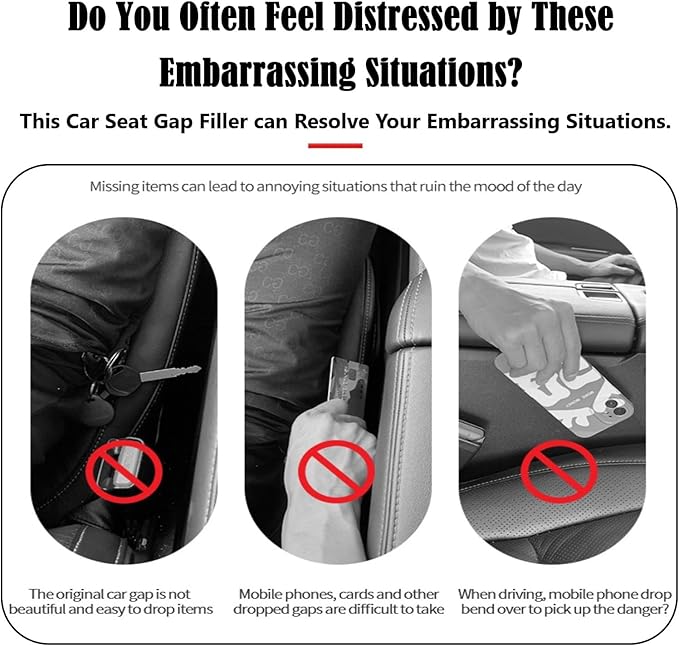 Berylins Car Seat Gap Filler Universal for Car SUV Truck Fit Organizer Fill The Gap Between Seat and Console Stop Things from Dropping, Set of 2 (Red)