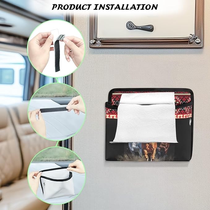 Running Horse Car Side Pocket Organizer, Front Back Seat Storage Pocket for Car, Universal Auto Console Door Window Storage Bag for Interior Organizer, Holder for Phone Sunglasses