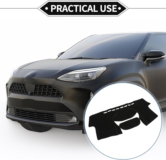 Dash Cover Compatible for Toyota Yaris 2004-2011, Non-Slip Polyester Black Center Console Dashboard Cover Pad Carpet