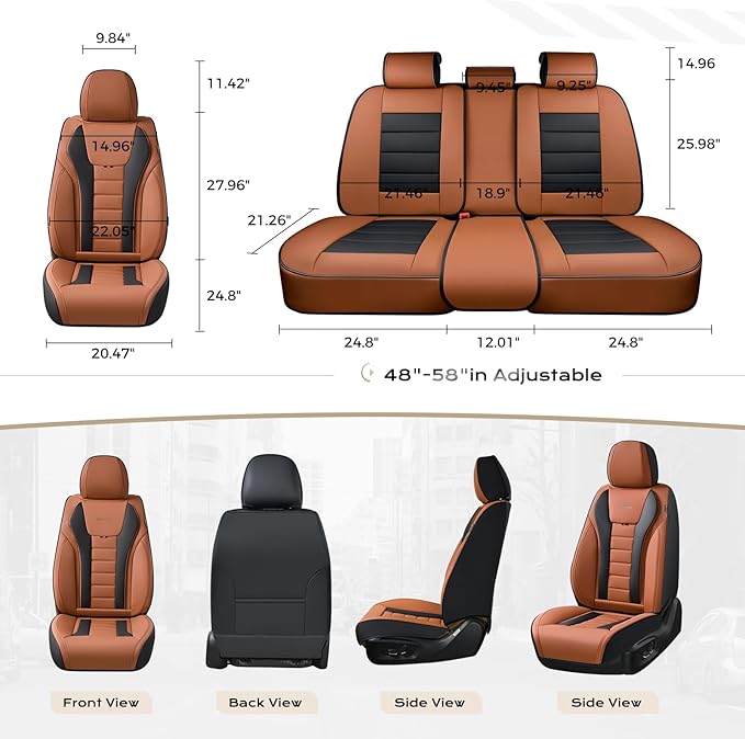Coverado Car Seat Covers, Front Covers for Cars, Car Seat Cover Front Seats, Automotive Seat Cover, Waterproof, Leather Car Seat Cushion, Universal Interior Covers Seat Protectors for Most Cars