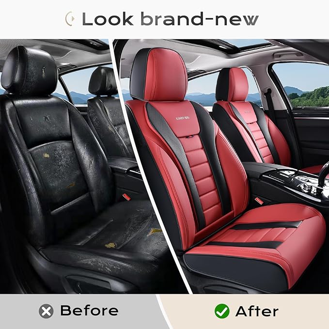 Coverado Car Seat Covers, Front Covers for Cars, Car Seat Cover Front Seats, Automotive Seat Cover, Waterproof, Leather Car Seat Cushion, Universal Interior Covers Seat Protectors for Most Cars
