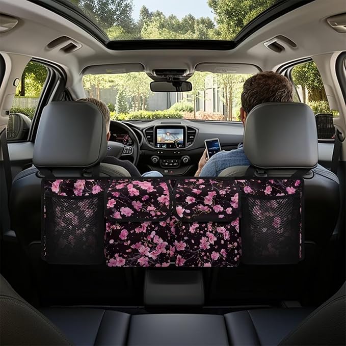Pink Cherry Blossom Trunk Organizer Car Women Car Storage Bag Large Capacity for Grocery Cargo,Frees Trunk Floor