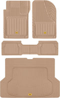 Cat® ToughLiner Heavy Duty Rubber Floor Mats & Cargo Trunk Liner for Car SUV Van Sedan, Beige - Trim to Fit, All Weather Deep Dish Automotive Floor Mat, Total Dirt Protection