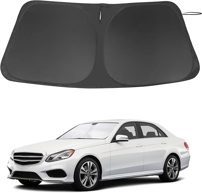 Windshield Sun Shade Custom Fit for 2012-2019 Mercedes Benz GLE-Class (Not for GLE Coupe) Accessories Foldable Sunshade Sun Blocker Protect Car from Sun Rays & Heat Damage Keep Car Cooler