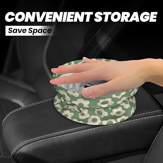 BEIANSHUO Vintage Groovy Flowers Car Trash Can Collapsible Garbage Can,Hanging Trash Bag Water Proof with Suitable for Storage for Car Interiors,Home