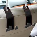 Adorila 2-Pack Car Headrest Hooks | 2-in-1 Vegan Leather Purse Hanger & Phone Holder | Automotive Seat Back Organizers for Bags, Hats or Groceries (Black)