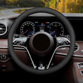 Mihecor Steering Wheel Cover Standard Size Medium 14.5-15 inch, Breathable Microfiber Leather, Anti-Slip, Soft Grip, Universal Fit for Cars SUVs Trucks, Black