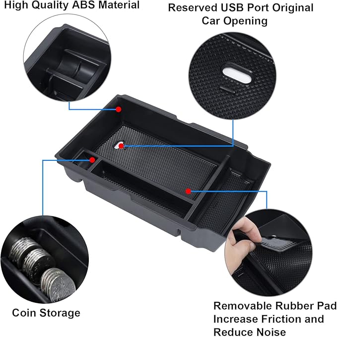 Neepiar Center Console Organizer Compatible with 2026 2025 2024 2023 Honda CRV Armrest Storage Box Coin and Glass Holder ABS Plastic Insert Secondary Storage Interior Accessories
