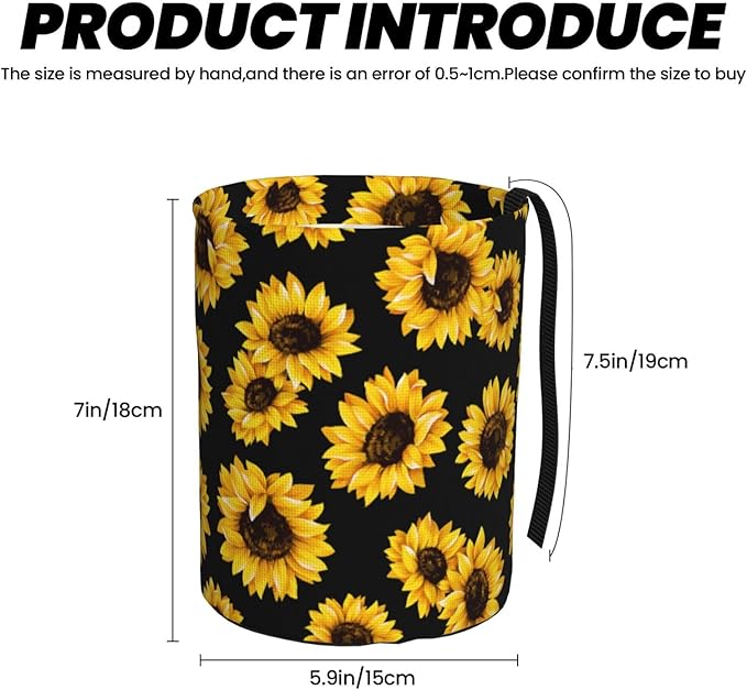 Sunflower Car Trash Can,Car Accessories Waterproof Car Organizer Foldable Portable Trash Bin Can Be Hung on The Back Seat Garbage Can for Various Cars