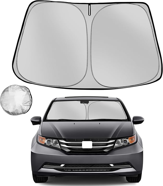 Fonowka Windshield Sun Shade for 2011-2017 Honda Odyssey(Not Fit Touring Elite) Minivan Foldable Sunshade for Front Window Blocks UV Rays and Heat Automotive Interior Protector Custom Fit Accessories