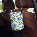 Cornflower White Flowers Car Trash Can Garbage Cans Foldable,Cute Hanging Car Organizer and Storage Bag Leak Proof, Auto Back Seat Trash Bin Universal for Truck, SUV, Outdoor Travel