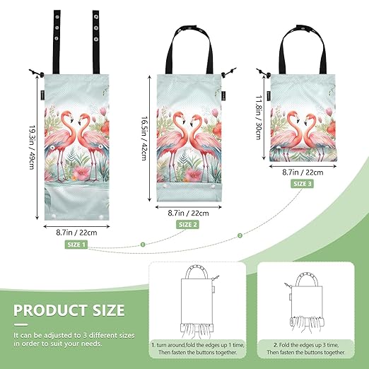 ALAZA Hanging Car Trash Bags Garbage Bag Trash Can for Back Seat Small Flamingo Floral Washable Storage Bag Retractable 2 Pack