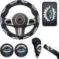 6pcs Big Eye Women Men Steering Wheel Cover Funny Cry&Tears Car Armrest Cover Handbrake Cover Cup Coaster Car Interior Decor Fit Auto,Suvs,Truck