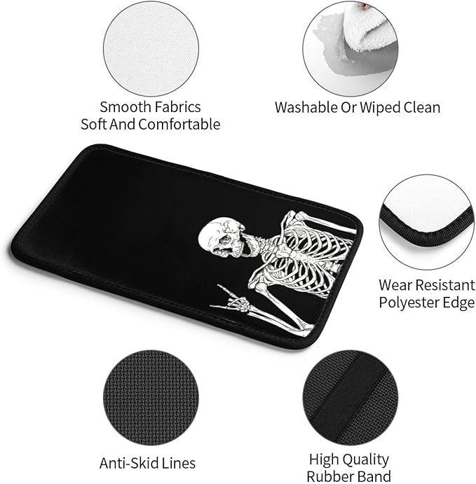 DORKEIXIA Black Funny Skull Human Skeleton Auto Center Console Armrest Pad Universal Car Center Console Cover Seat Box Cover for Sedan, Van, SUV, Truck Car Accessorie