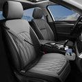 1 Pack Leather Front Car Seat Cover, Universal Sideless Car Seat Protector with Storage Pocket and Seat Belt Pad, Waterproof Automotive Seat Cover Cars Trucks SUV(Grey)
