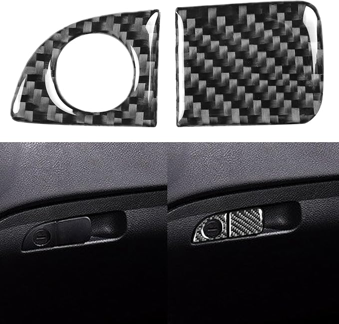 NVCNX Real Premium Carbon Fiber for Chrysler 300 Accessories 2015-2023 2016 2017 2018 2019 2020 2021 2022 S/C/Limited/Touring Dash Passenger Side Storage Box Handle Cover Interior Trim Sticker 2PCs