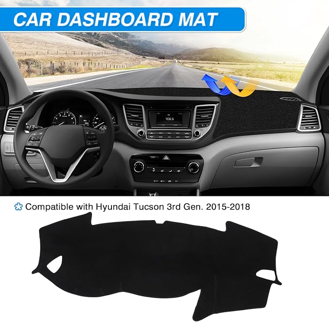 CARTIST Dash Cover fits for Hyundai Tucson 2016 2017 2018 Accessories Dashboard Cover Mat Non-Slip Carpet Sunshield Glare UV Rays Protector