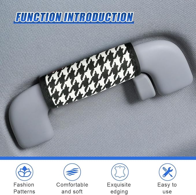 Car Inside Door Handle Protector, Soft Car Inner Front Rear Door Pull Handle Cover, Universal Anti-Scratch Vehicle Interior Grip Gloves Decoration Accessories for Women Men (Grid-2PCS)