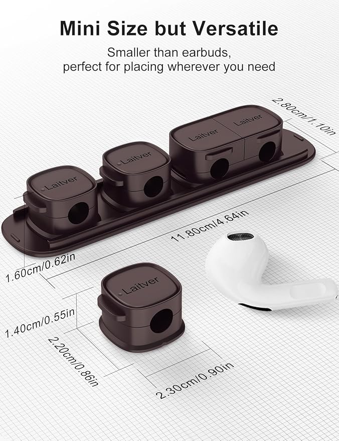 6 Pack Magnetic Cable Clips [1s Open/Lock], Laitver Cord Organizer Holder Strong Adhesive Desk Cable Management- Organize Charging Cords Neatly for Home, Office, Car,Desk, Nightstand-Bronze