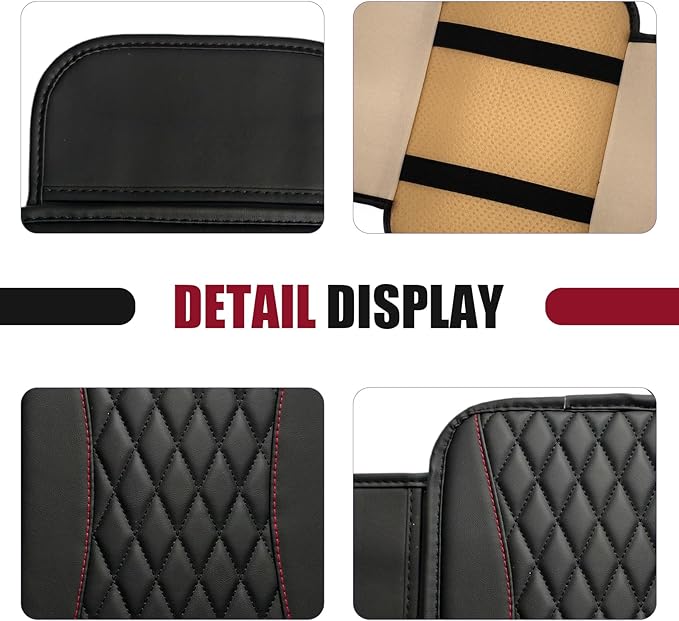 Car Center Console Cover, Upgraded Patchwork Leather Arm Rest Cover with Side Storage Pockets, Comfortable Auto Armrest Protector Cushion, Universal Middle Console Pad for SUV, Sedan (Black)