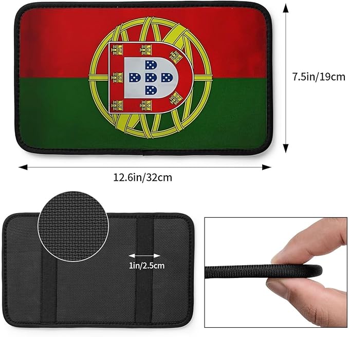 Vintage Portugal Portuguese Flag Car Center Console Cover, Universal Waterproof Armrest Pad, Soft Comfort Cushion & Scratch-Resistant Protector for Cars, SUVs and Trucks