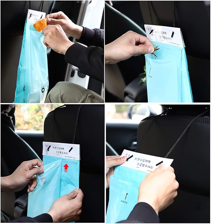 100PCS Car Trash Bag Rubbish Bin Bag Car Trash Bin Gag Disposable Container Bag for Auto Car Truck Vehicle Office Babyroom Bathroom Study Room