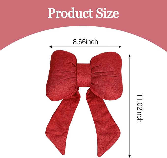 wuyaoyao Bow Car Headrest Pillow, Cute Bow Shape Car Neck Pillow, Soft Comfortable Automotive Seat Headrest Pillows for Driver, Universal Vehicle Neck Support Cushion for Sleeping Travel(Red)