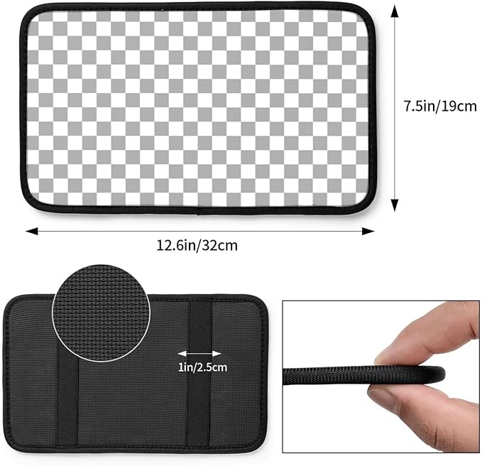 Gray and White Checkered Chessboard Car Armrest Pad Cute Cars Center Console Cover Auto Handrail Box Cushion Armrests Cover