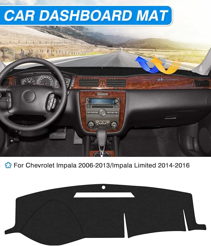 CARTIST Dash Cover Compatible with Chevy Impala 2006-2013/ Impala Limited 2014-2016 Accessories Dashboard Cover Mat Non-Slip Carpet Sunshield Glare UV Rays Protector