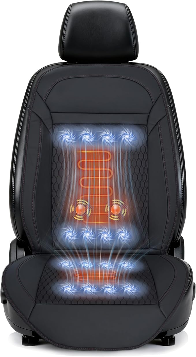 All-Weather Car Seat Cooling System with 16 Fans & Massage, 12V Ventilated Pad for Front Seats, Compatible with Cars and SUVs (Warm&Cooling&Massage-3)