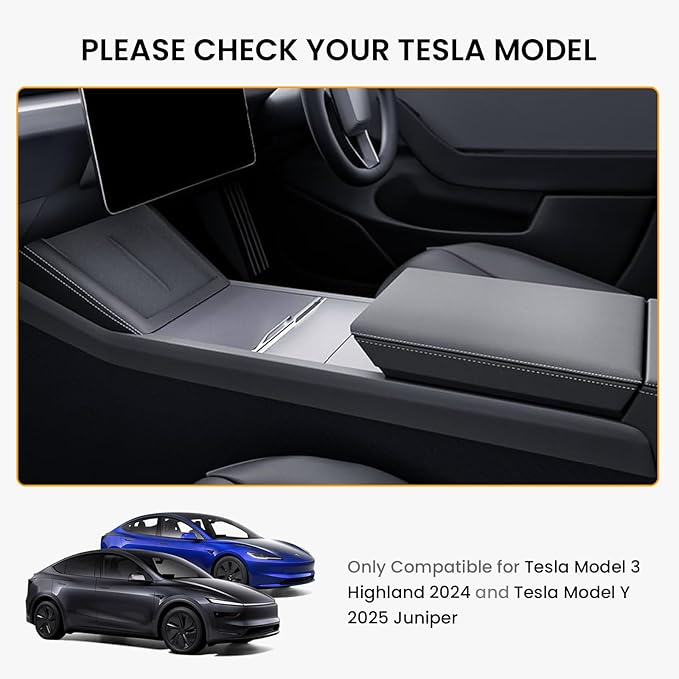 BANKKY Center Console Organizer for Tesla Model 3/Y: 3PCS Center Console Storage Hidden Box Armrest Tray for Tesla 2025+ New Model Y Juniper & 2024 2025 New Model 3 Highland with Non-Slip Material