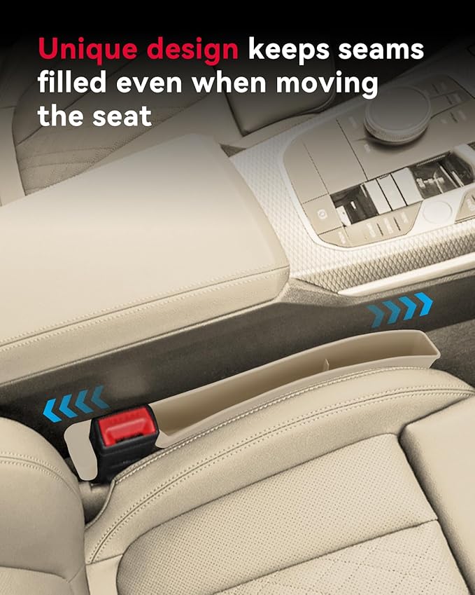 Edotim Car Seat Gap Filler, Seat Gap Organizer with Phone Holder, Car Seat Accessories, Car Organizer Fit SUV Truck-2PCS Beige