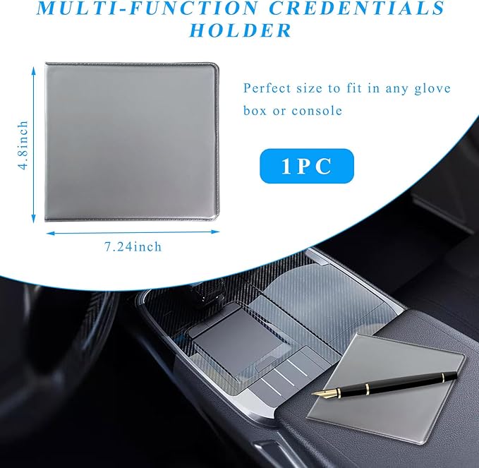 Kewucn 1 PC Car Registration Insurance Holder, Essential Auto Card Glove Box Organizer, Vehicle Interior Accessories Perfect for Most Car, Truck, SUV (10.55''×4.8'', Gray)