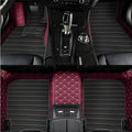 Custom Leather Car Mats, Vehicle-Specific Fit All-Weather Floor Mats, 100% Waterproof Anti-Slip Durable Protection for SUV Truck Sedan, Precision Tailored Protection(Wine red Black Stripes)