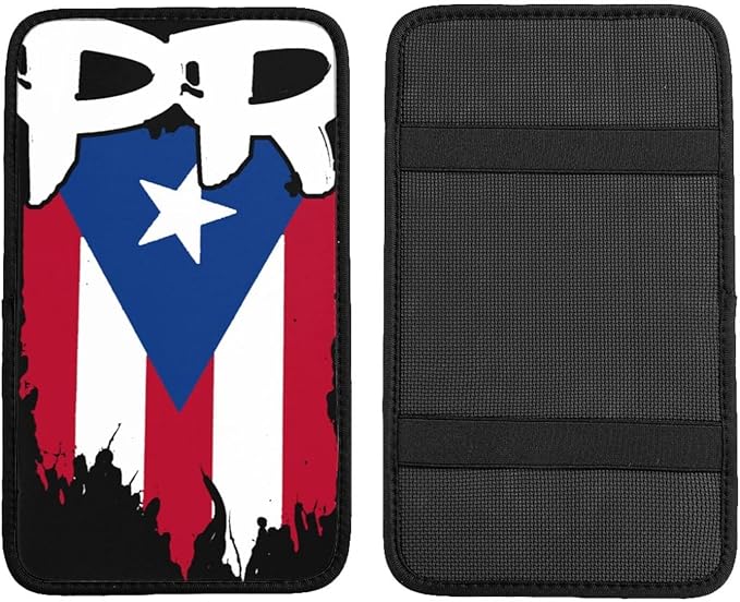 Puerto Rico Flag Pr Puerto Rican Boricua Universal Center Console Armrest Cover Pad Car Armrest Protector for Most Cars, Suvs & Trucks, Cushion with Easy Installation
