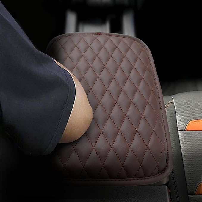 DSCARCovers Upgraded Car Center Console Cover,Microfiber Leather Car Armrest Cover Cushion with 2 Storage Bags,Universal Car Armrest Storage Box Car Interior Accessories for Most Vehicles (Brown)