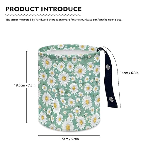 Brosoneto Daisy Cute Collapsible Portable Trash Can for Car Front Seat, Back Seat, Floor, Headrest Rubbish Bin