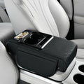 2026 Upgraded Car Center Console Cushion with 30w USB& Type-C Charging Ports, Leather Car Armrest Pad Cover, Interior Accessories for Most Vehicles (Classic Flat Version, Black)