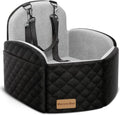 Mavora Max Dog Car Seat for Small/Medium Dogs, Elevated Dog Booster Seat Memory Foam Puppy Car Seat with Washable Cover, Travel Safety Pet Seat for Car with Storage Pockets Up to 35 lbs (Black/Grey)