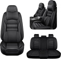 AREKA 5 Car Seat Covers for Honda Civic 2002-2026 Breathable Leather,Waterproof Car Seat Protectors with Comfort Headrest Pillows,Automotive Vehicle Cushion with Storage Pockets (Luxury,Black)