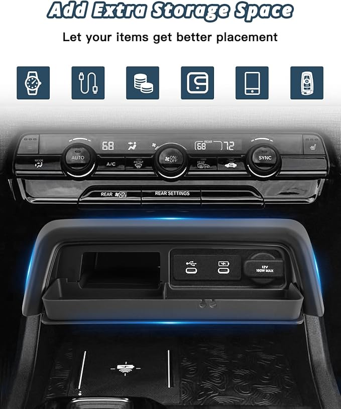 2026 Passport Storage Drawer Tray for Honda Passport 2026 Accessories ABS Material Console Organizer Secret Compartment Storage Box Compatible with 2026 Honda Passport TrailSport/TrailSport Elite/RTL