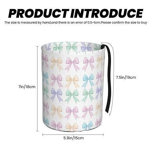 Pastel Ribbon Bows Car Trash Can Leak-Proof Waterproof Hanging Trash Bin Collapsible Garbage Can for Car Accessories Travelling Camping