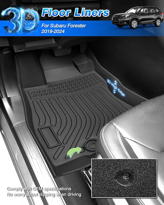Cartist Floor Mats and Cargo Liner Fit for Forester 2019 2020 2021 2022 2023 2024 All Weather Floor Mat Heavy Duty Carpet Protection (Not Fit Models with Subwoofer on Trunk Side)