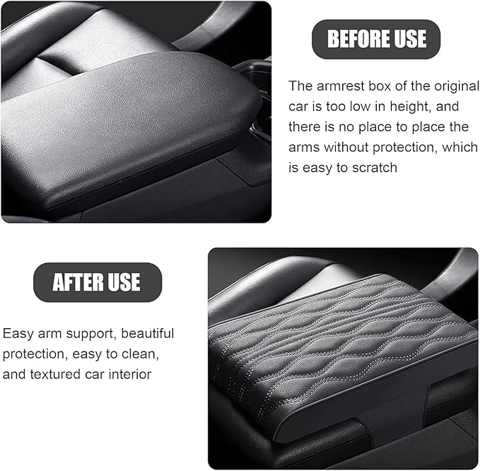 Car Center Console Cover for Ford Edge Sport 2011-2014, Universal Memory Foam Leather Comfortable Soft Armrest Box Pad Cushion Protector Accessories Easy to Clean,Coffee