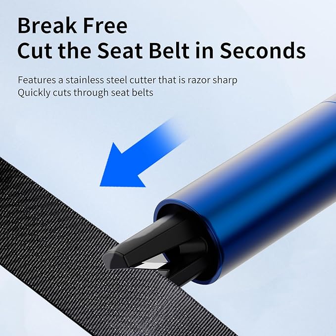 HHXS 2025 Upgraded Car Window Breaker Seatbelt Cutter, Safehammer Glass Breaker Under Water Life Hammer Safety Hammer Emergency Escape Tool, Safe Hammer for Car Home Auto Rescue Tool (4 Pcs, Blue)