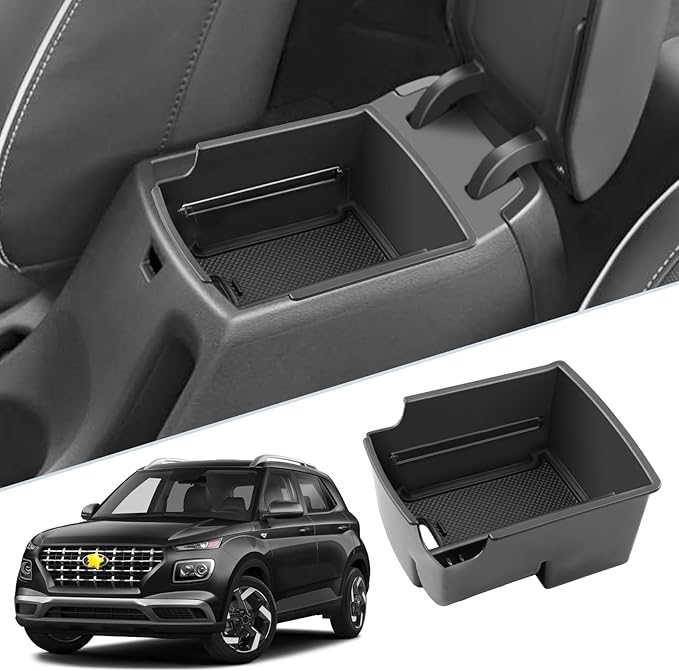 SKTU for 2020-2025 2026 Hyundai Venue Center Console Organizer Hyundai Venue 2023 2024 2025 2026 Accessories Container Armrest Insert Organizer ABS Tray Pallet with USB Hole and Coin Holder