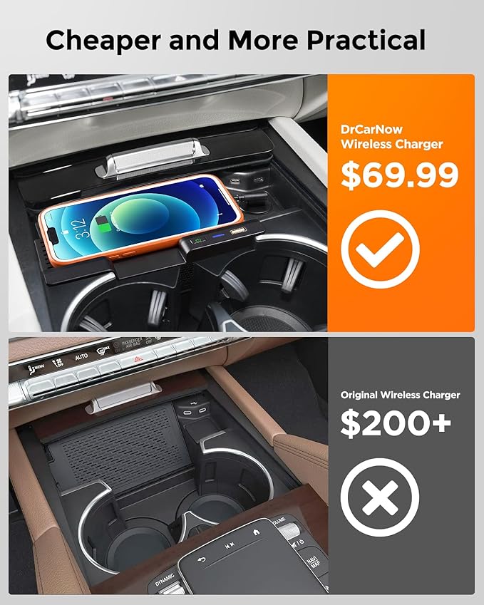 Wireless Charger for Mercedes Benz GLE 2020 2021 2022 & GLS 2024 2023 2022 2021 2020(Without OEM Wireless Charger) Interior Car Accessories, Charging Pad Center Console Phone Charger for Benz GLE GLS