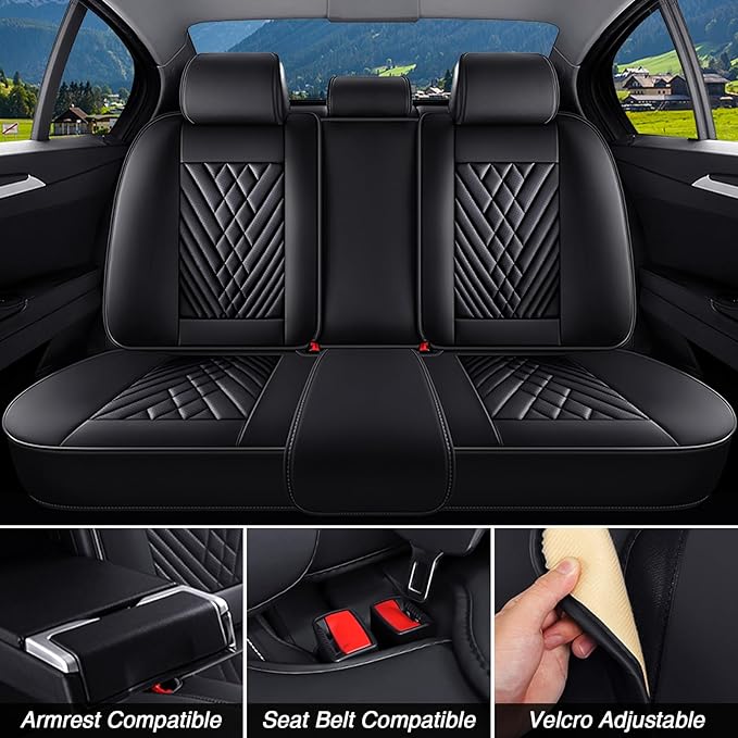 BYXN Car Seat Covers for Jeep Wrangler 2000-2026,Breathable Nappa Leather Car Seat Protector,Full Seat Cover Automotive Seat Cushion with Airbag Compatible(5 Seats,Black)