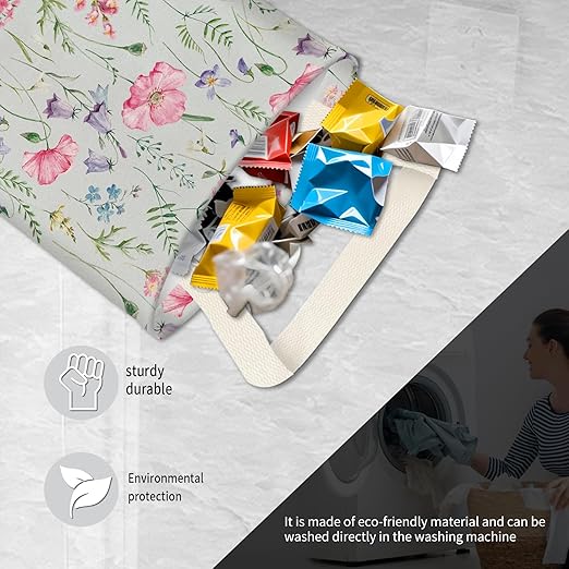 BEAKND Hanging Car Garbage Bag, Cute Car Trash Can Bag, Automotive Accessories for Women Men Vintage Colorful Flower